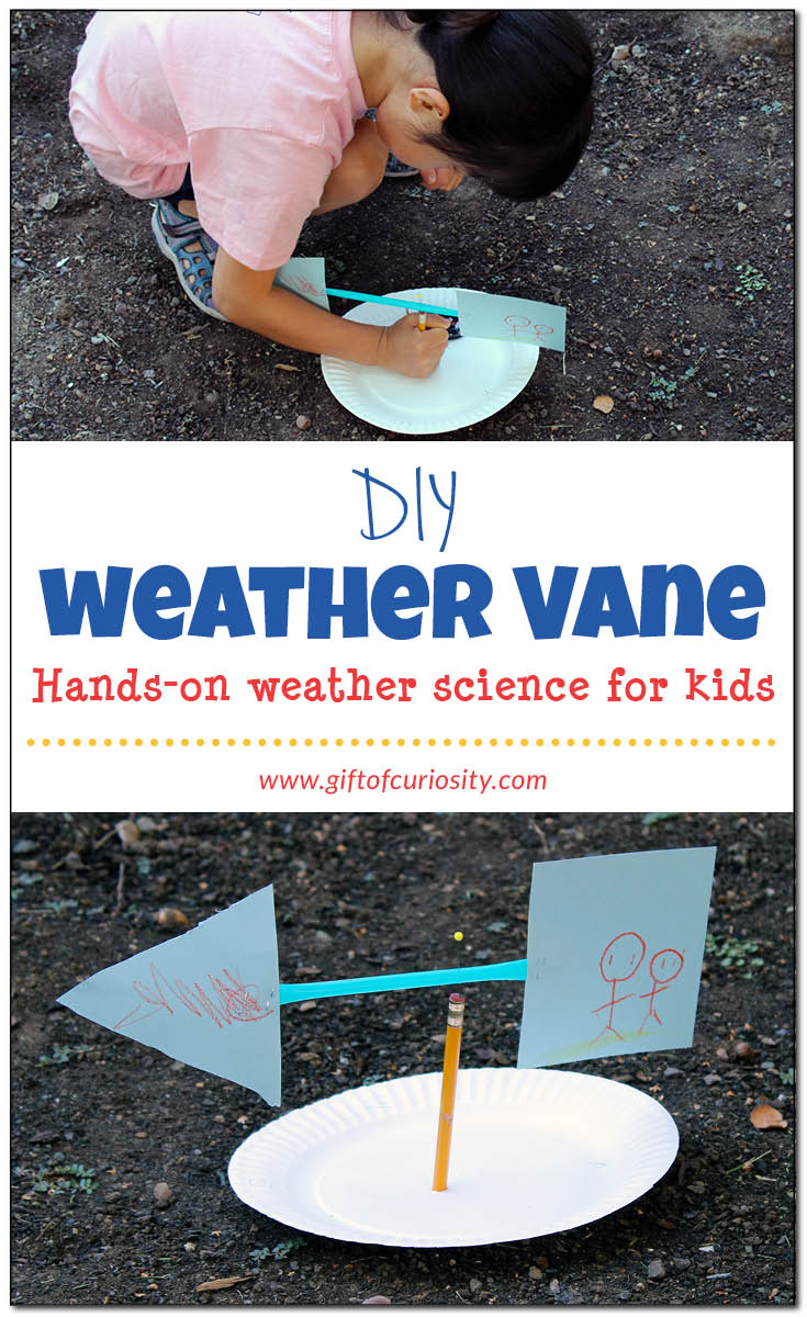 Build a homemade weather vane to learn about the wind. What a fun, hands-on weather science activity for kids. Gotta try this as part of our weather unit! || Gift of Curiosity