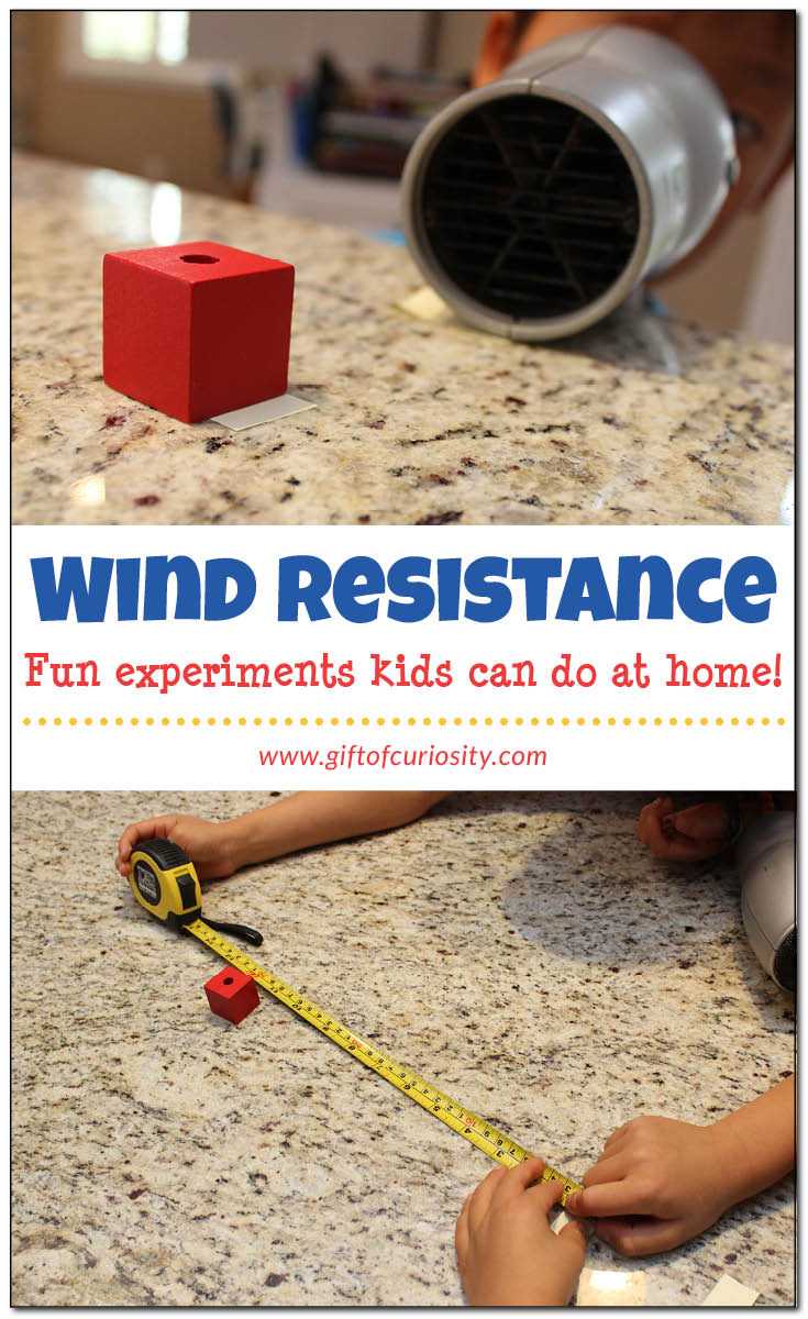 Two awesome wind resistance experiments using 3-D shapes. Kids can make hypotheses, test them out, and record their data to learn how air flow affects various 3-D shapes. I activity this idea for a weather unit when studying the wind! || Gift of Curiosity