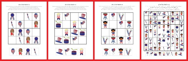Free printable 4th of July Sudoku puzzles for some Independence Day learning and fun || Gift of Curiosity