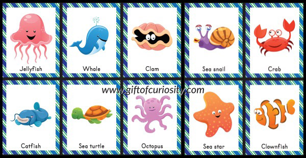 FREE printable Ocean Animal Bingo game || Gift of Curiosity
