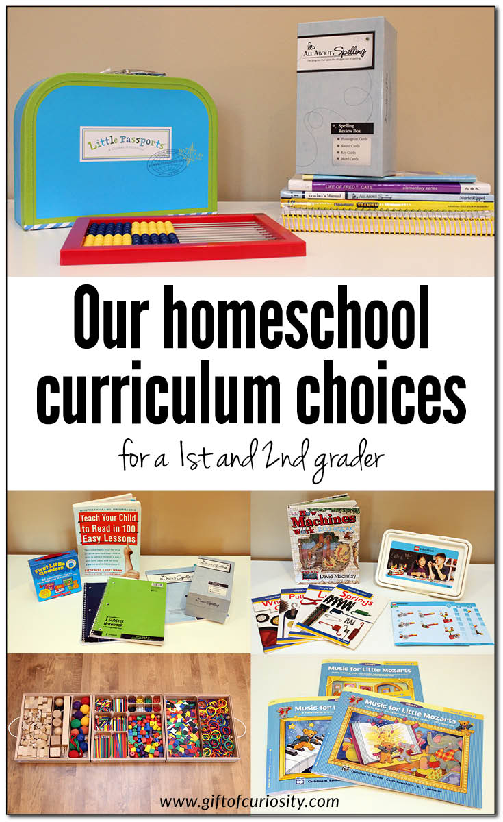 Our homeschool curriculum choices for the 2016-17 school year for a 1st and 2nd grader || Gift of Curiosity