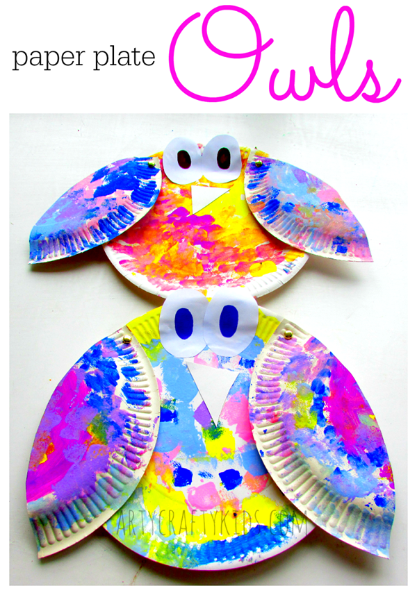 Paper plate owls from Arty Crafty Kids