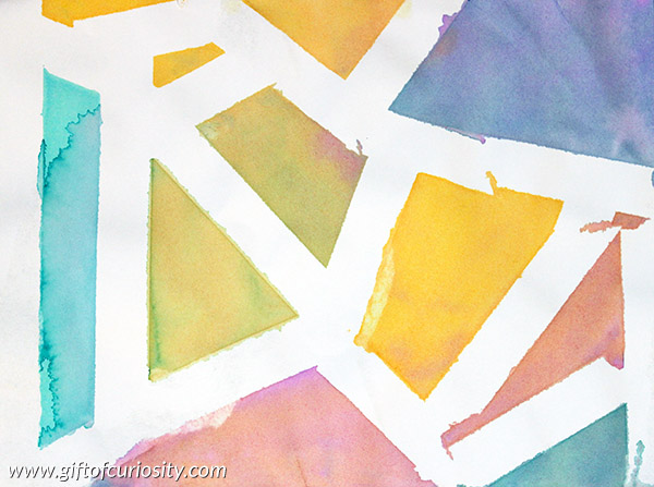 Tape resist watercolor painting - a fun art project for young kids! || Gift of Curiosity