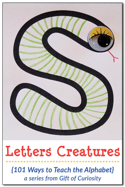 Kids make their own Letter Creatures in this activity that combines letter recognition with art and creativity! Free printable included. || Gift of Curiosity