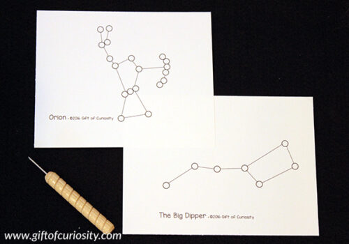 Constellations Pin Punching Cards {Montessori} - Gift of Curiosity