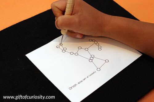 Constellations Pin Punching Cards {Montessori} - Gift of Curiosity