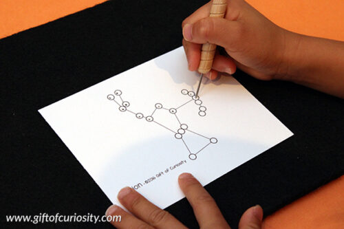 Constellations Pin Punching Cards {Montessori} - Gift of Curiosity