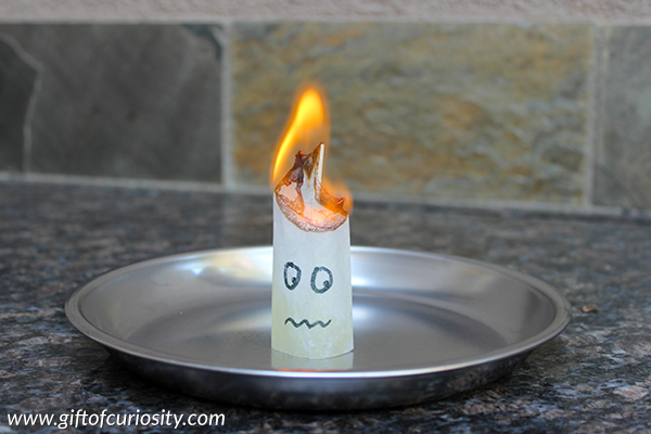 Best Halloween STEM activity ever!! If you are looking for a Halloween science activity that the kids will be screaming with excitement about, make some flying tea bag ghosts and you won't be disappointed! || Gift of Curiosity