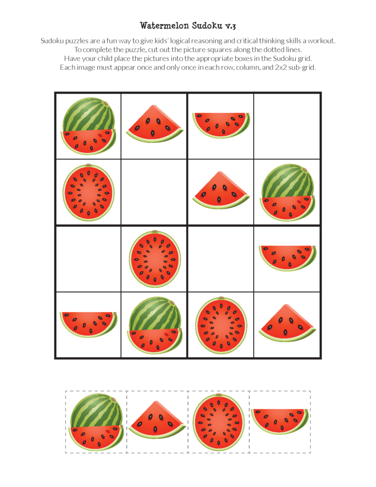 Watermelon Sudoku Puzzles Gift Of Curiosity