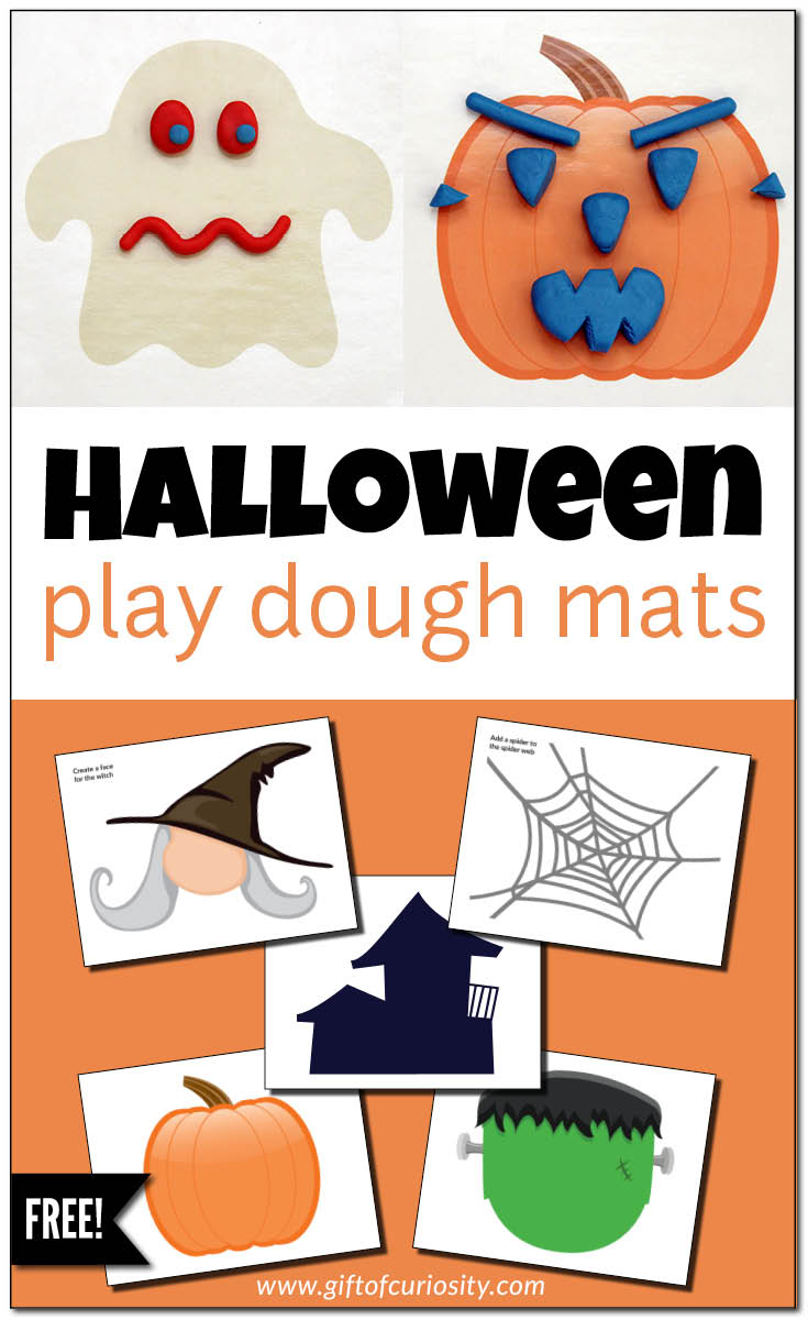 Free printable Halloween play dough mats stimulate creative, imaginative Halloween play that develops children's fine motor skills and promotes sensory play. {free Halloween printable} || Gift of Curiosity