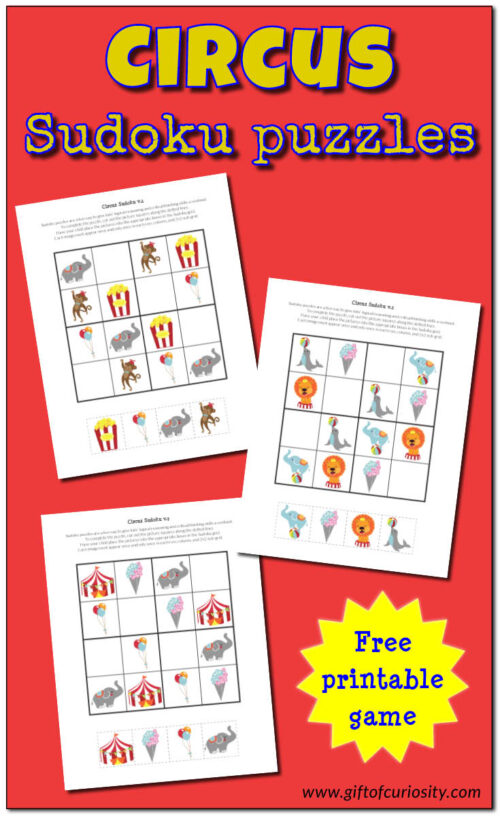 Circus Sudoku {free printables} - Gift of Curiosity