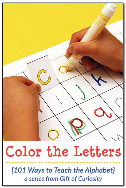 FREE printable Color the Letters activity works on letter recognition, letter formation, fine motor skills, and colors. So many great skills developed with this one simple activity! || Gift of Curiosity