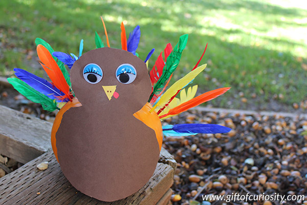 Pumpkin turkeys make a great Thanksgiving fine motor craft for kids || Gift of Curiosity