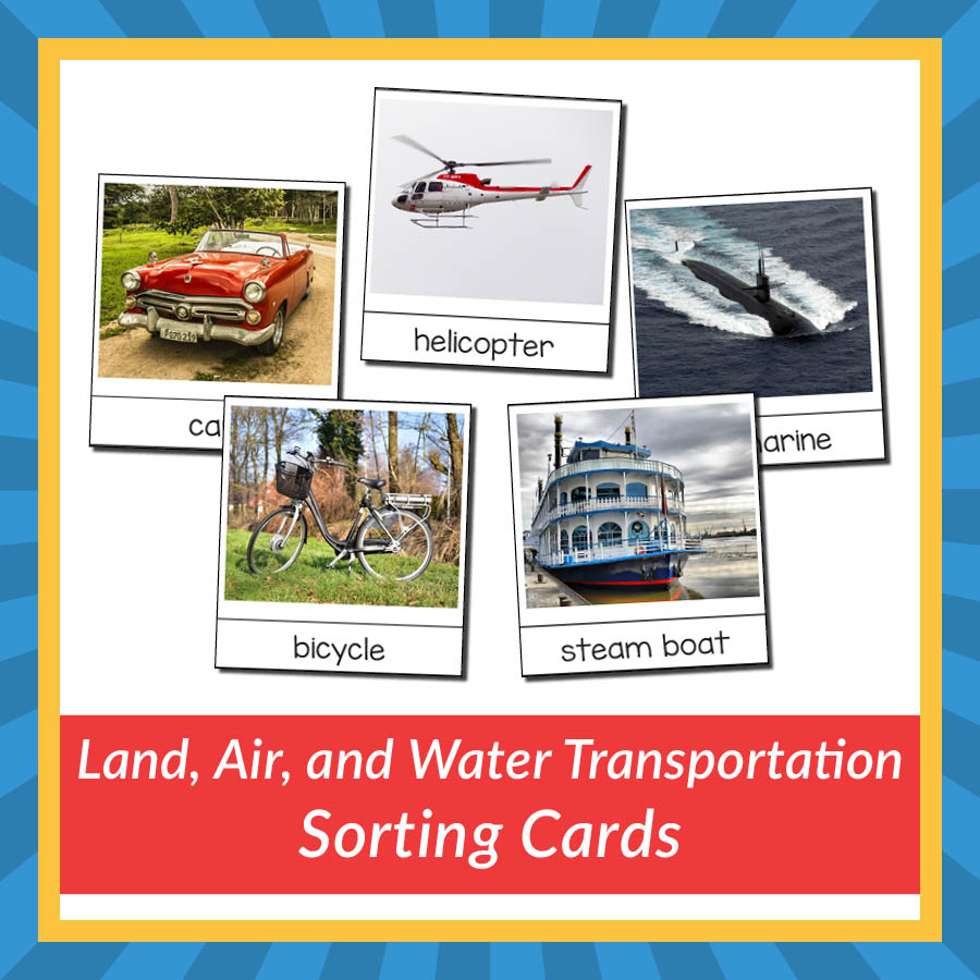 Land, Air, and Water Transportation Sorting Cards - Gift of Curiosity