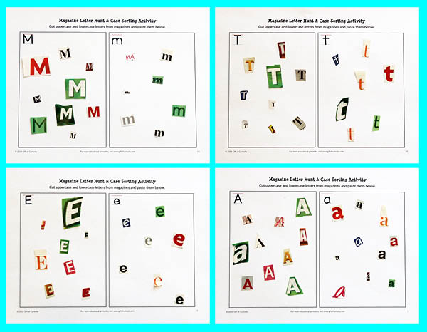 Magazine Letter Hunt and Case Sorting activity with free printable to help kids learn the alphabet || Gift of Curiosity