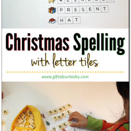 Christmas spelling with letter tiles