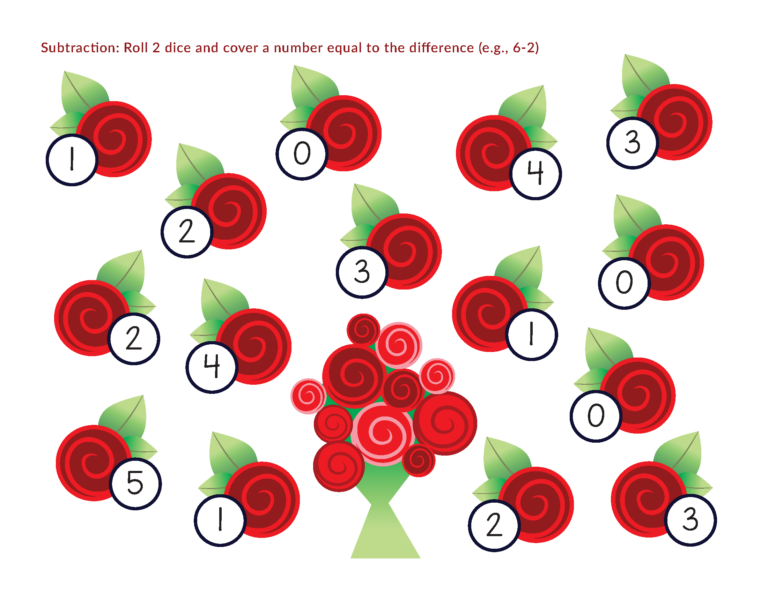 Valentine Roll & Cover Math Games - Gift of Curiosity