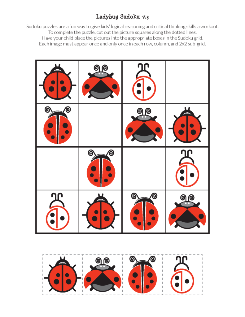 Ladybug Sudoku free Printables Gift Of Curiosity