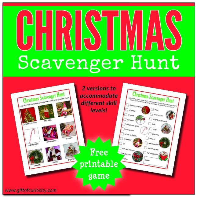 Christmas Scavenger Hunt {free printable} - Gift of Curiosity