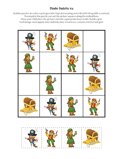 FREE Pirate Sudoku Puzzles for kids #pirates #freeprintable #sudoku #giftofcuriosity || Gift of Curiosity
