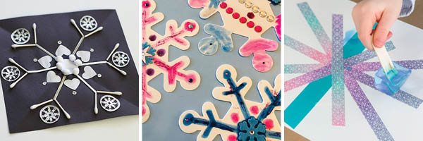 Snowflake crafts for kids collage