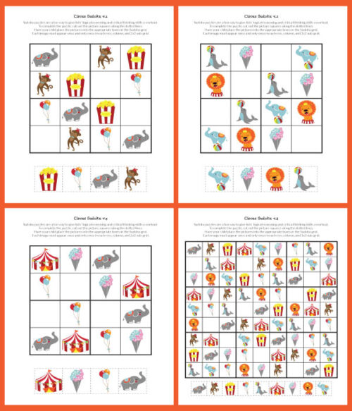 Circus Sudoku {free printables} - Gift of Curiosity