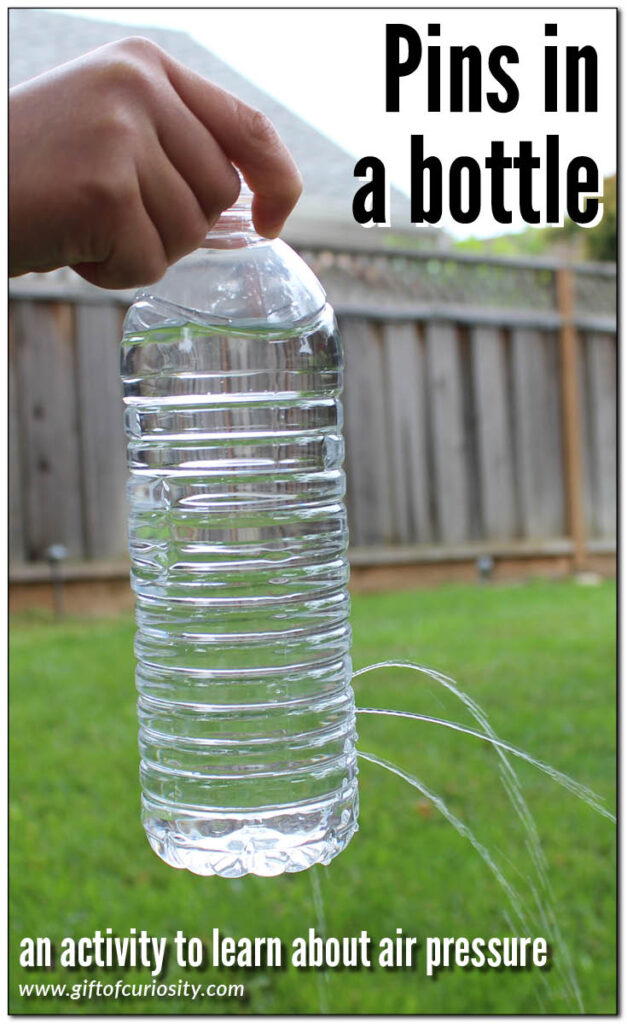 Pins in a bottle: An activity to learn about air pressure #airpressure #STEAMeducation #STEAMactivities #giftofcuriosity || Gift of Curiosity